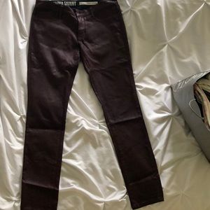 Red DKNY ultra skinny jeans